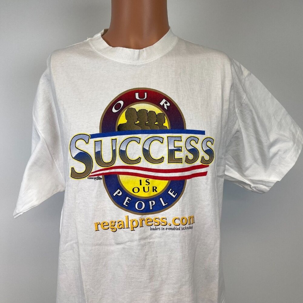 Vintage Y2K Regal Press T Shirt Mens Size L White Our Success For People